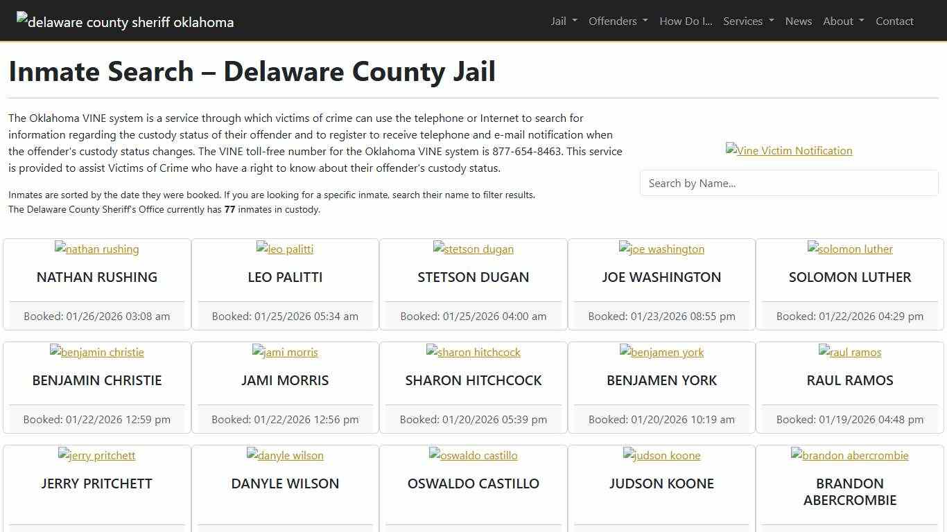Inmate Search Delaware County Sheriff's Office